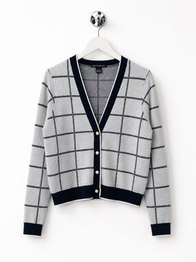FRENCH CONNECTION windowpane cardigan sweater